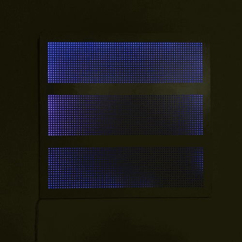 three panel of dots
